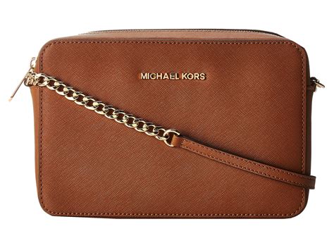 michael kors jet set item lg ew crossbody brown|michael kors saffiano bag.